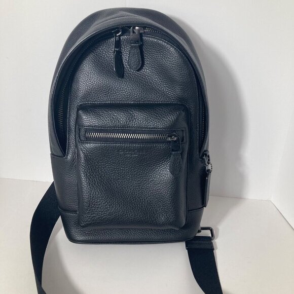 Coach West Pack Pebbled Leather Sling Bag 2540 Black NWT 13 x 8" - Picture 1 of 12